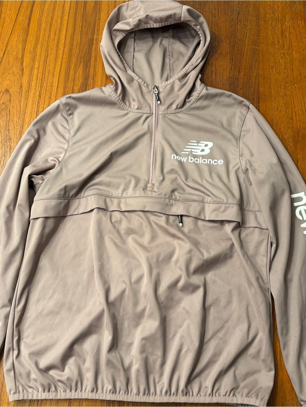 New Balance Taupe purple Hooded Pullover Jacket with White Logo